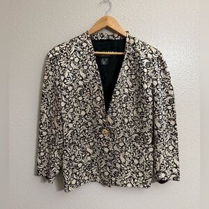 Escada by Margaretha Ley Vintage Black and Cream Floral Blazer